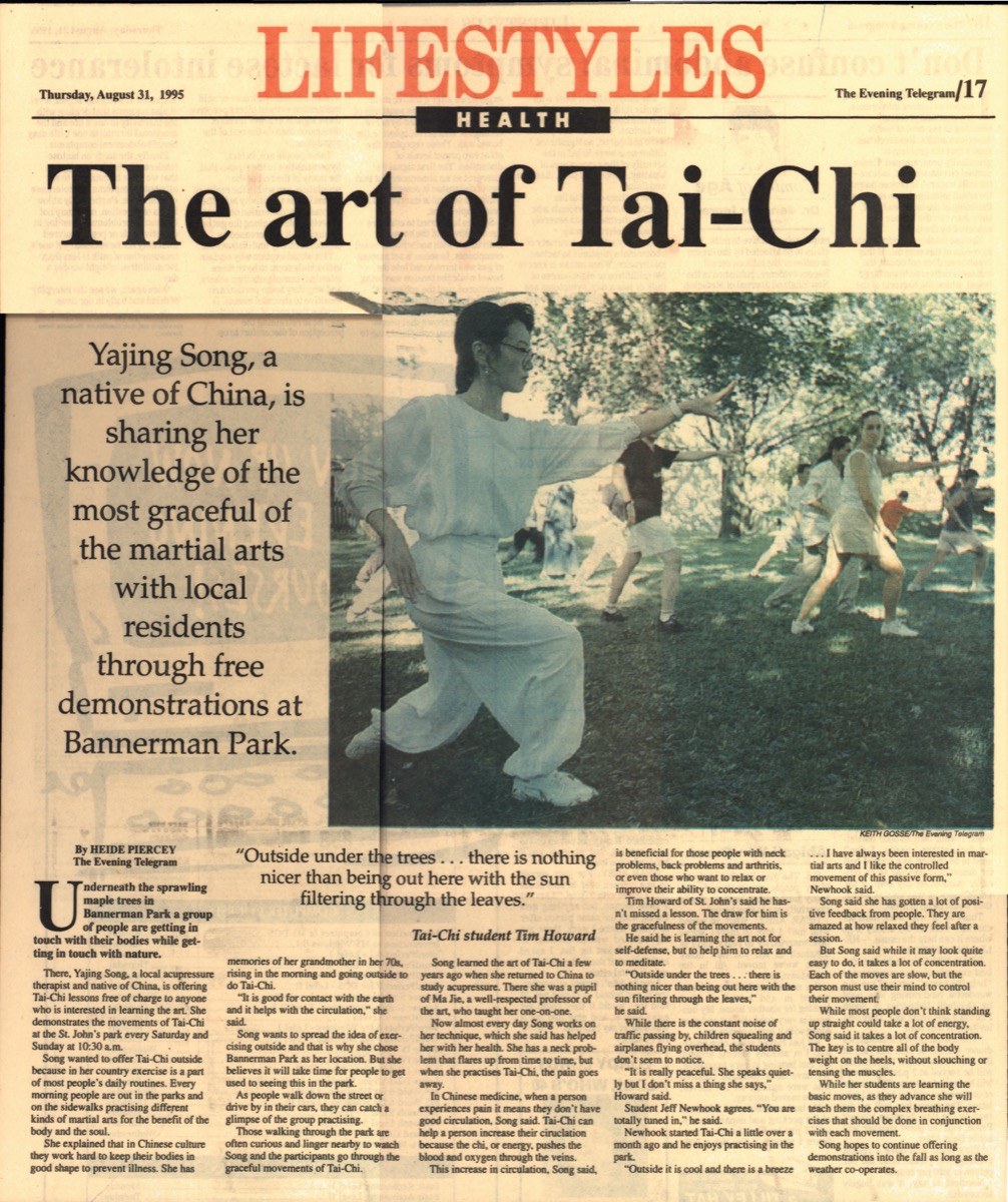 Newspaper feature on Dr. Song, The Telegram, 1995